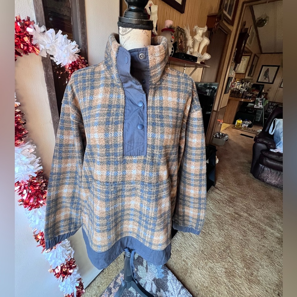 REI Co-op Women's Norseland Fleece Pullover Aspen Plaid Multicolor Large.